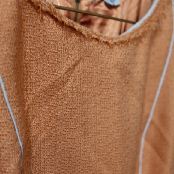 T Tahari Orange Tweed Textured Pencil Dress | Exposed Zipper Raw Edge Career 14 - Picture 8 of 13